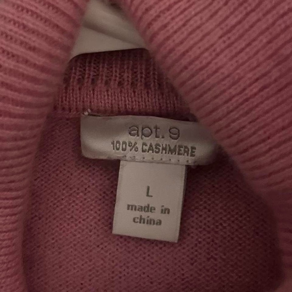 Y2K 100% CASHMERE APT.9 PINK ARGYLE TURTLENECK SWEATER - Picture 3 of 4